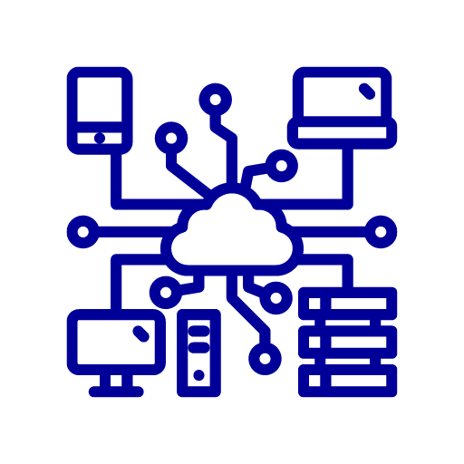 hybrid network blue icon